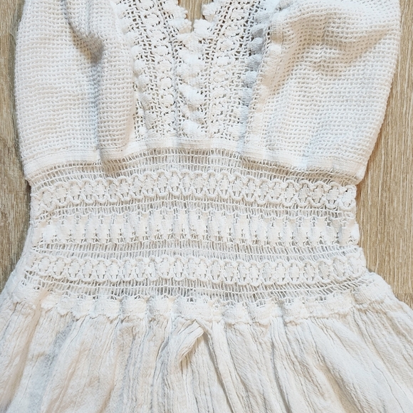 Seaspice Peruvian cotton white cover up tunic dress size S Bohemian Beach - Picture 3 of 9